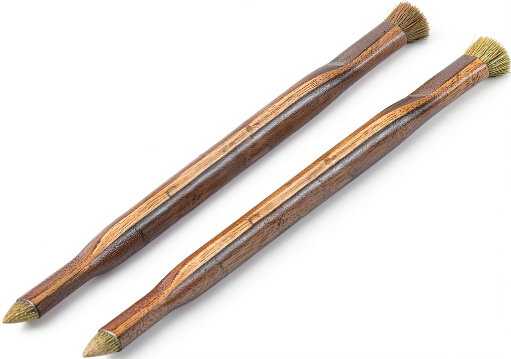 Gordon Brush ESD safe hog bristle brushes showing tapered and flat trim ends