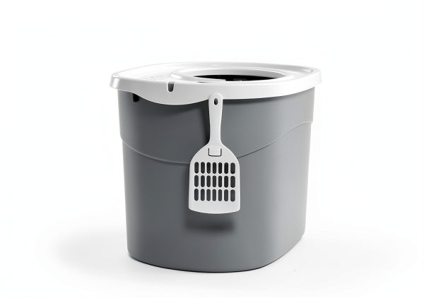 IRIS USA Top Entry Cat Litter Box White Scoop Rectangular Made in USA-7