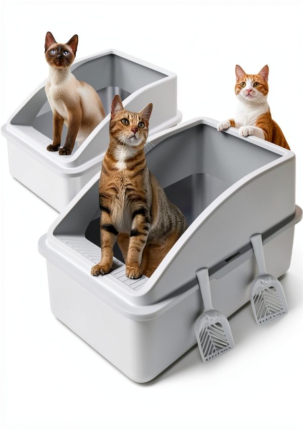 Stainless Steel Cat Litter Box AIPERRO 2 Pack XL Dark Gray-0