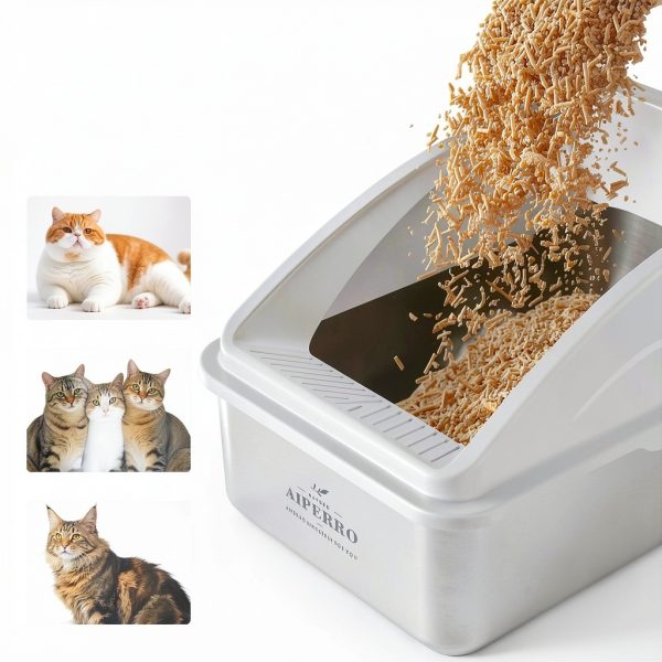 Stainless Steel Cat Litter Box AIPERRO 2 Pack XL Dark Gray-2