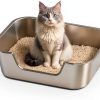 Stainless Steel Cat Litter Box Qiuma Low Entry Anti‑Splash-0