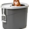 IRIS USA Top Entry Cat Litter Box White Scoop Rectangular Made in USA-0