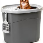 IRIS USA Top Entry Cat Litter Box White Scoop Rectangular Made in USA-0