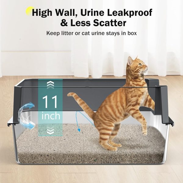 Stainless Steel Litter Box MIXJOY XL Metal with Lid Dark Grey-1