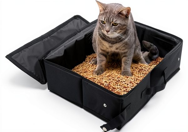 Portable Cat Travel Litter Box SDYQD Waterproof No-Leak 16x12.6-0