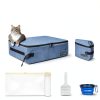 Portable Cat Travel Litter Box Petskd Leakproof with Lid Blue-1