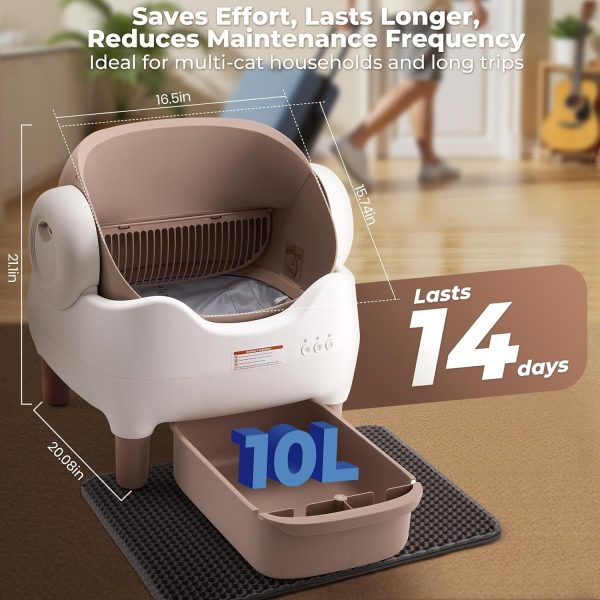 Self Cleaning Litter Box, Automatic Cat Litter Box with APP Control, Odor-Free Waste Disposal Includes Trash Bags, Large Waste Bin, Open-Top, for Multiple Cats-3