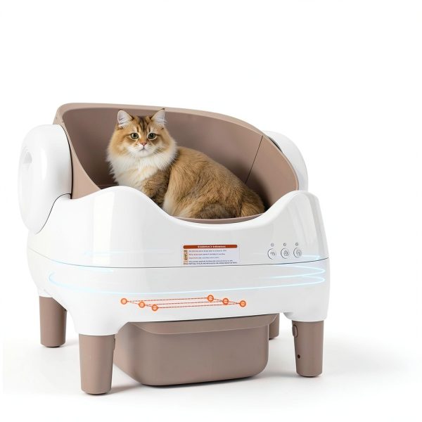 Self Cleaning Litter Box, Automatic Cat Litter Box with APP Control, Odor-Free Waste Disposal Includes Trash Bags, Large Waste Bin, Open-Top, for Multiple Cats-1