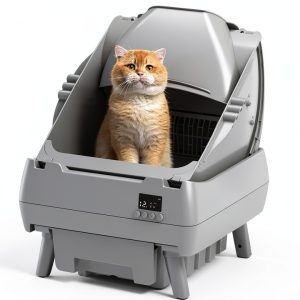 Automatic Cat Litter Box Self Cleaning - APP Control, Open-Style Design, Smart Health Monitor, Suitable for Medium Cats and Kittens, Safe Anti-Pinch, Quiet, A Lifelong Companion - Grey-0