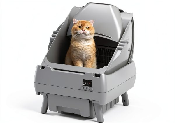 Automatic Cat Litter Box Self Cleaning - APP Control, Open-Style Design, Smart Health Monitor, Suitable for Medium Cats and Kittens, Safe Anti-Pinch, Quiet, A Lifelong Companion - Grey-0