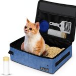 Portable Cat Travel Litter Box Petskd Leakproof with Lid Blue-0