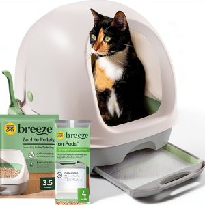 Purina Tidy Cats Breeze Covered Cat Litter Box System Kit with Pellet Cat Litter, Hooded Litter Box, and Litter Box Pads-0