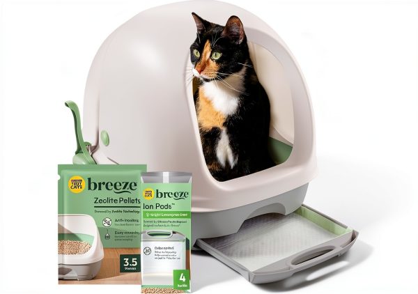 Purina Tidy Cats Breeze Covered Cat Litter Box System Kit with Pellet Cat Litter, Hooded Litter Box, and Litter Box Pads-0