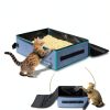 Portable Cat Travel Litter Box Petskd Leakproof with Lid Blue-3