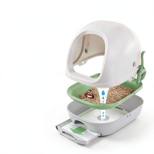 Purina Tidy Cats Breeze Covered Cat Litter Box System Kit with Pellet Cat Litter, Hooded Litter Box, and Litter Box Pads-4