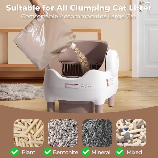 Self Cleaning Litter Box, Automatic Cat Litter Box with APP Control, Odor-Free Waste Disposal Includes Trash Bags, Large Waste Bin, Open-Top, for Multiple Cats-5
