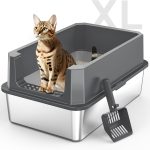 Stainless Steel Litter Box MIXJOY XL Metal with Lid Dark Grey-0