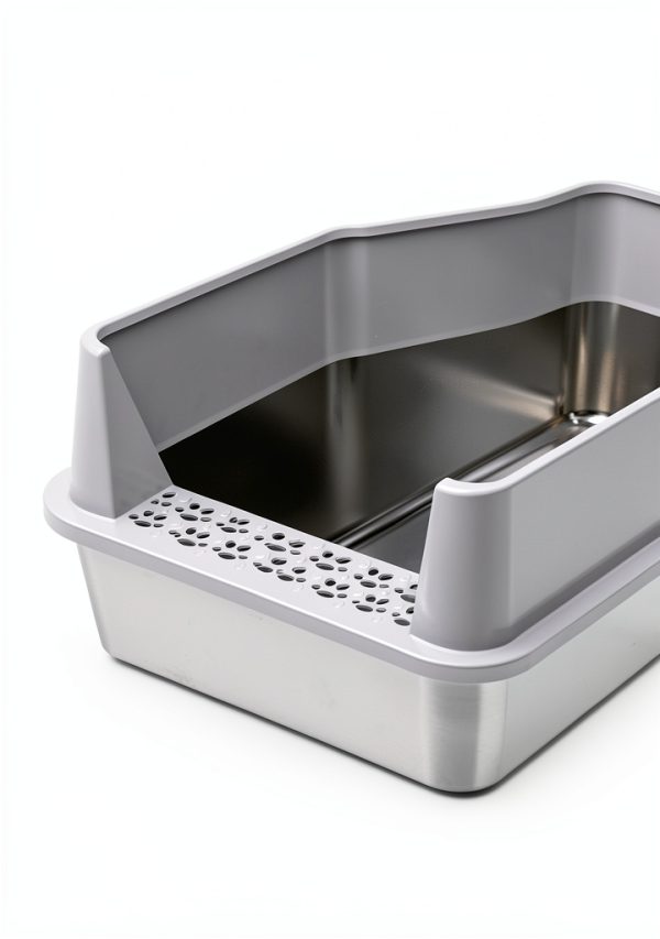 2PACK Stainless Steel Litter Box, Metal Litter Boxs with Lid High Sides, XL Extra Large Litter Box for Big Cats, Never Absorbs Odors, Leak-Proof, Stain-Free, Rust-Free, Easy to Clean, Scoop Included-1