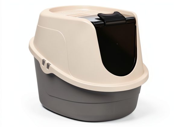 Amazon Basics No-Mess Hooded Cat Litter Box, Multicolor, 21x16x15 in-0