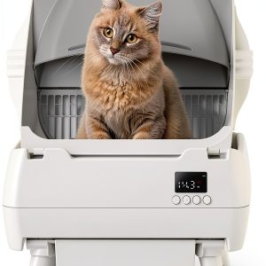 Automatic Cat Litter Box Self Cleaning - App Control, Open-Design, Smart Health Monitor, Suitable for Medium Cats and Kittens, Anti-Pinch Safety, Quiet Operation, A Trusted Companion for Life - White-0