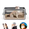 2PACK Stainless Steel Litter Box, Metal Litter Boxs with Lid High Sides, XL Extra Large Litter Box for Big Cats, Never Absorbs Odors, Leak-Proof, Stain-Free, Rust-Free, Easy to Clean, Scoop Included-3